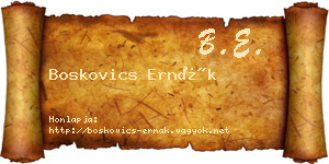 Boskovics Ernák névjegykártya
